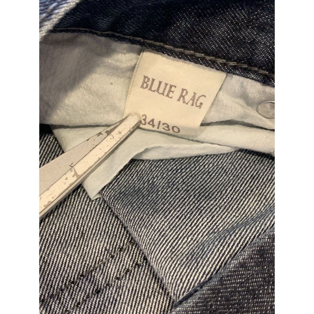 Blue Rag Mens Size 34x30‎ DESIGNER Distressed Jeans Pocket Stitching & Rivets - Picture 8 of 9